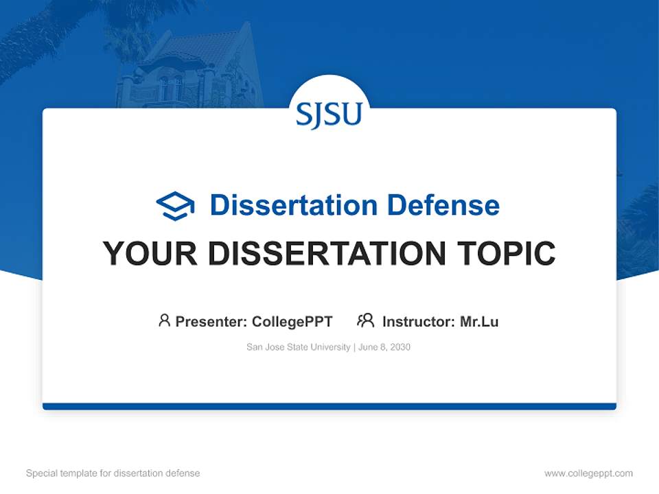 San Jose State University Graduation Thesis Defense PPT Template4:3 ratio PPT effect preview image7
