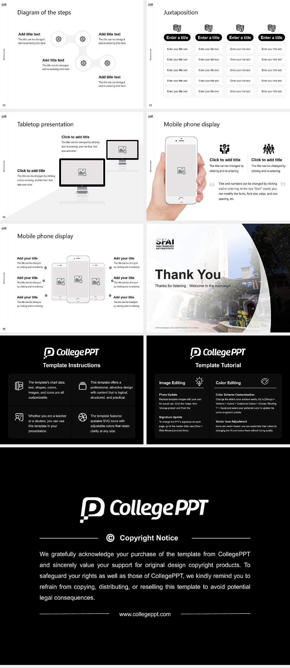 San Francisco Art Institute Competition/Entrepreneurship Contest PPT Template4:3 ratio PPT effect preview image9