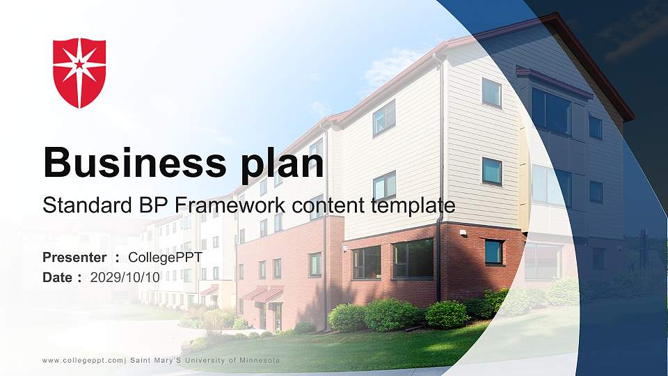 Saint Mary’S University of Minnesota Competition/Entrepreneurship Contest PPT Template16:9 ratio PPT effect preview image