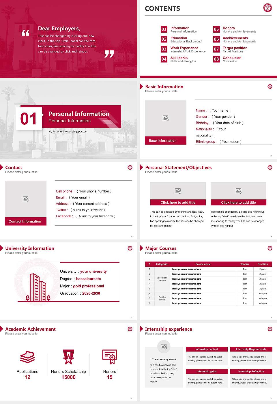 Santa Clara University Resume PPT Template16:9 ratio PPT effect preview image2
