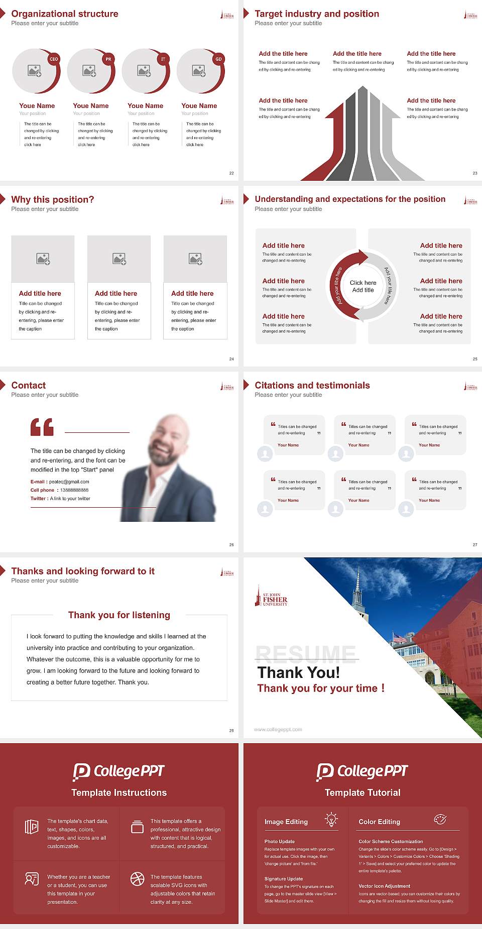 Saint John Fisher College Resume PPT Template4:3 ratio PPT effect preview image4
