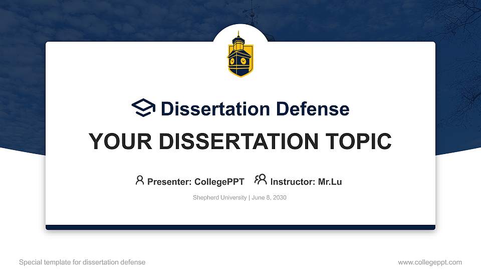 Shepherd University Graduation Thesis Defense PPT Template16:9 ratio PPT effect preview image