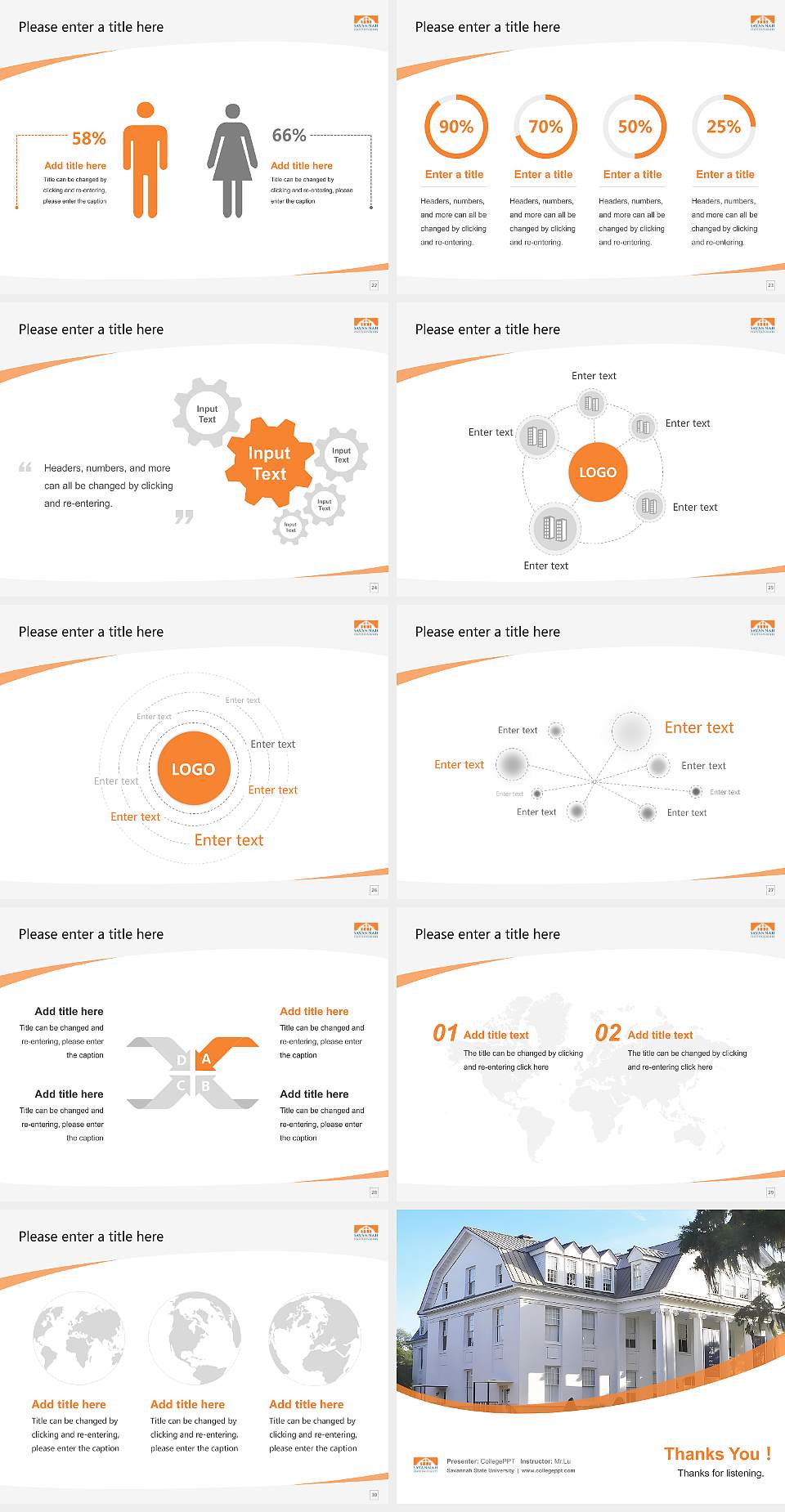 Savannah State University Course/Courseware Creation PPT Template4:3 ratio PPT effect preview image4