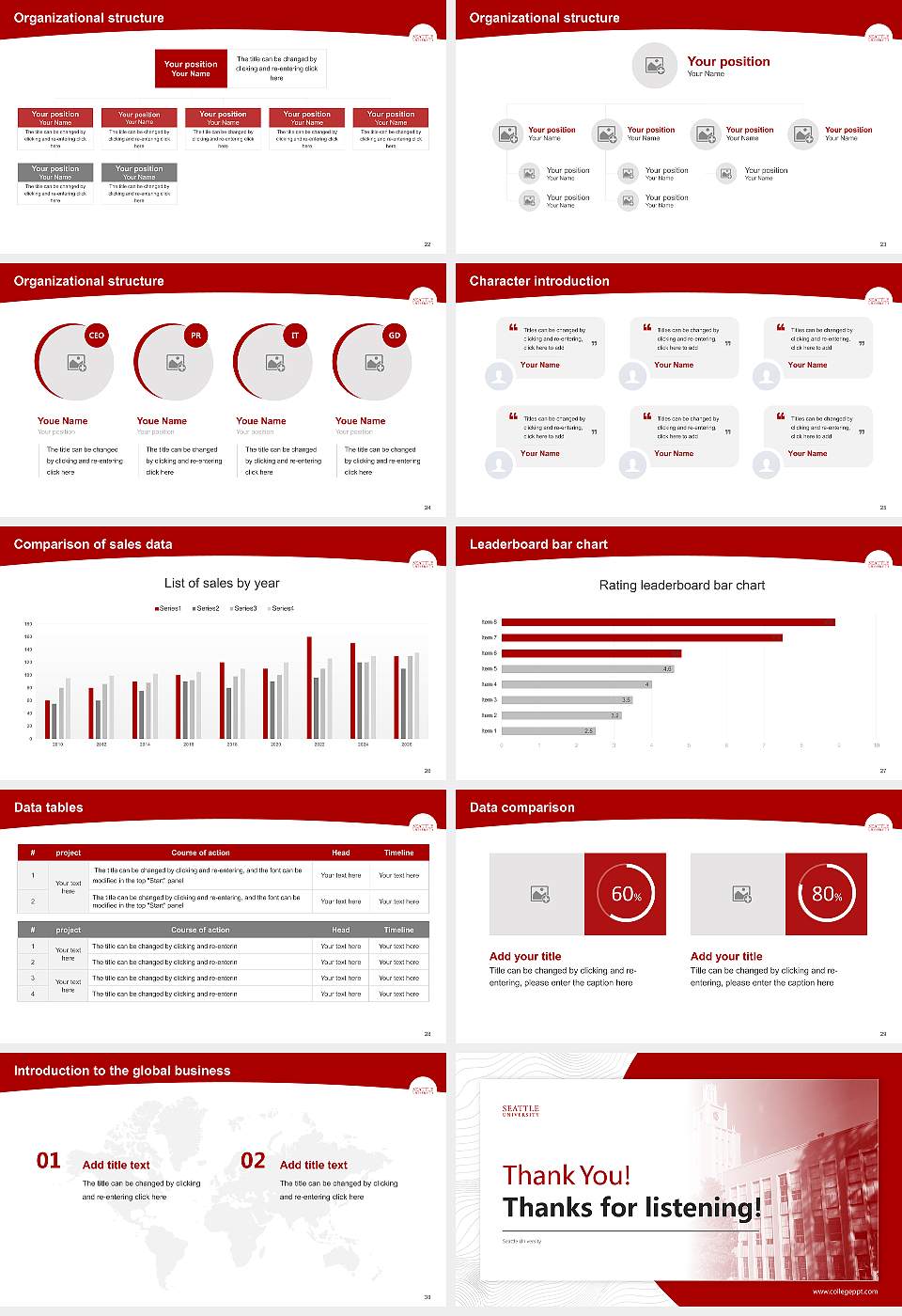 Seattle University Academic Presentation/Research Findings Report PPT Template16:9 ratio PPT effect preview image4