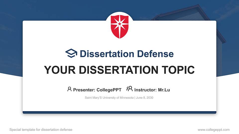 Saint Mary’S University of Minnesota Graduation Thesis Defense PPT Template16:9 ratio PPT effect preview image