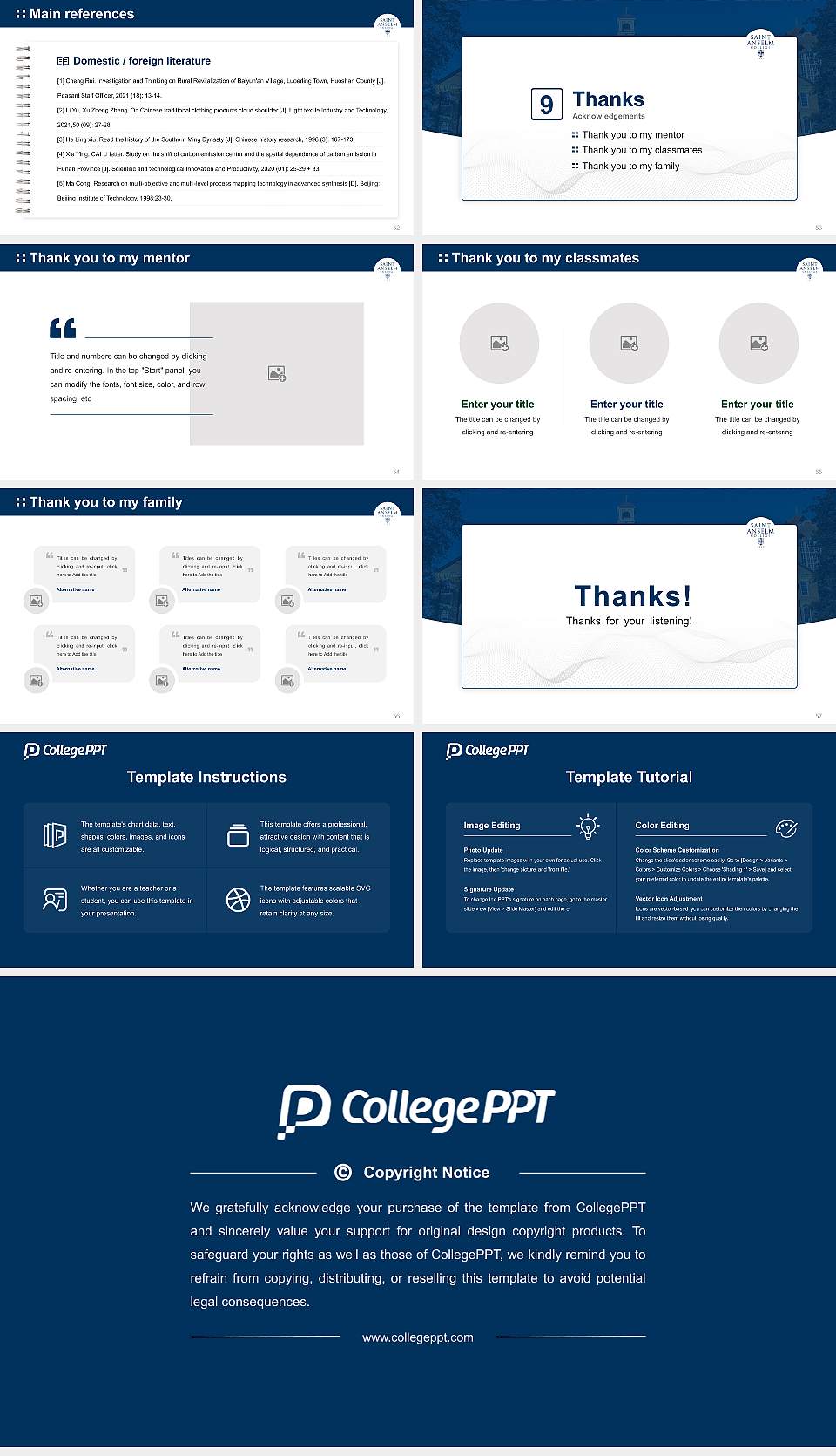 Saint Anselm College Graduation Thesis Defense PPT Template16:9 ratio PPT effect preview image7
