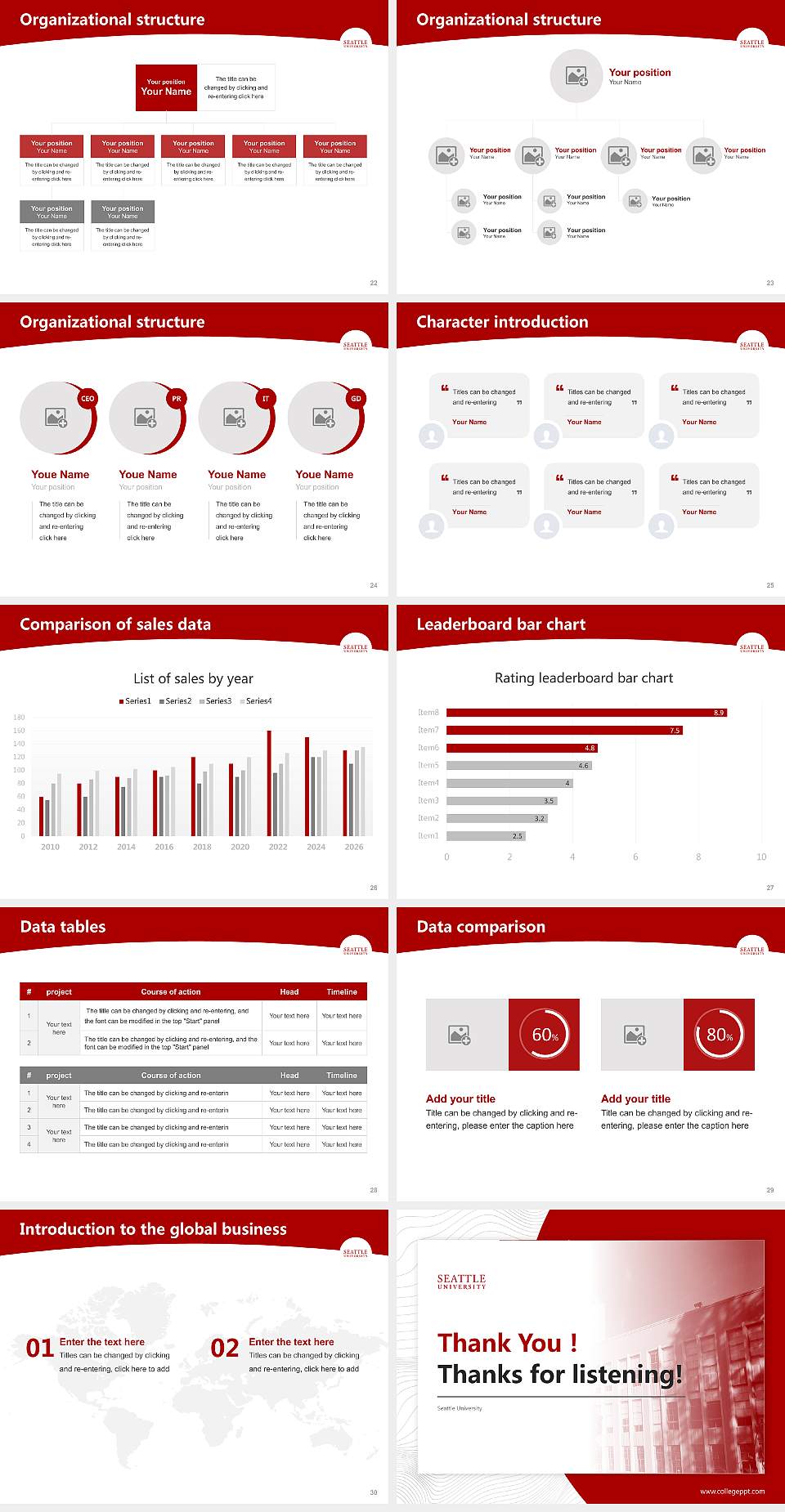 Seattle University Academic Presentation/Research Findings Report PPT Template4:3 ratio PPT effect preview image4