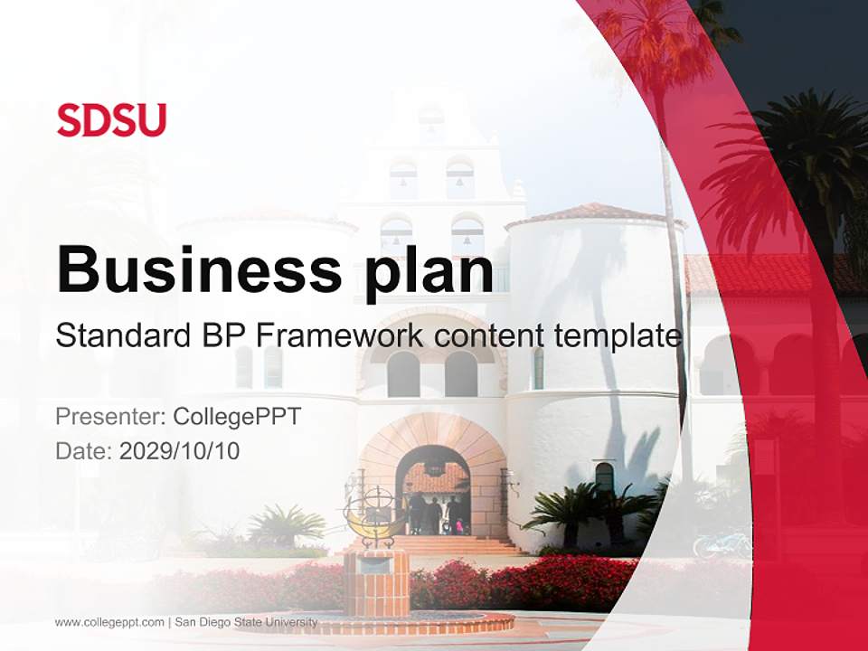 San Diego State University Competition/Entrepreneurship Contest PPT Template4:3 ratio PPT effect preview image9