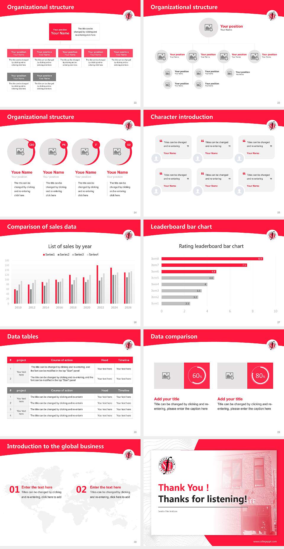 Seattle Film Institute Academic Presentation/Research Findings Report PPT Template4:3 ratio PPT effect preview image4