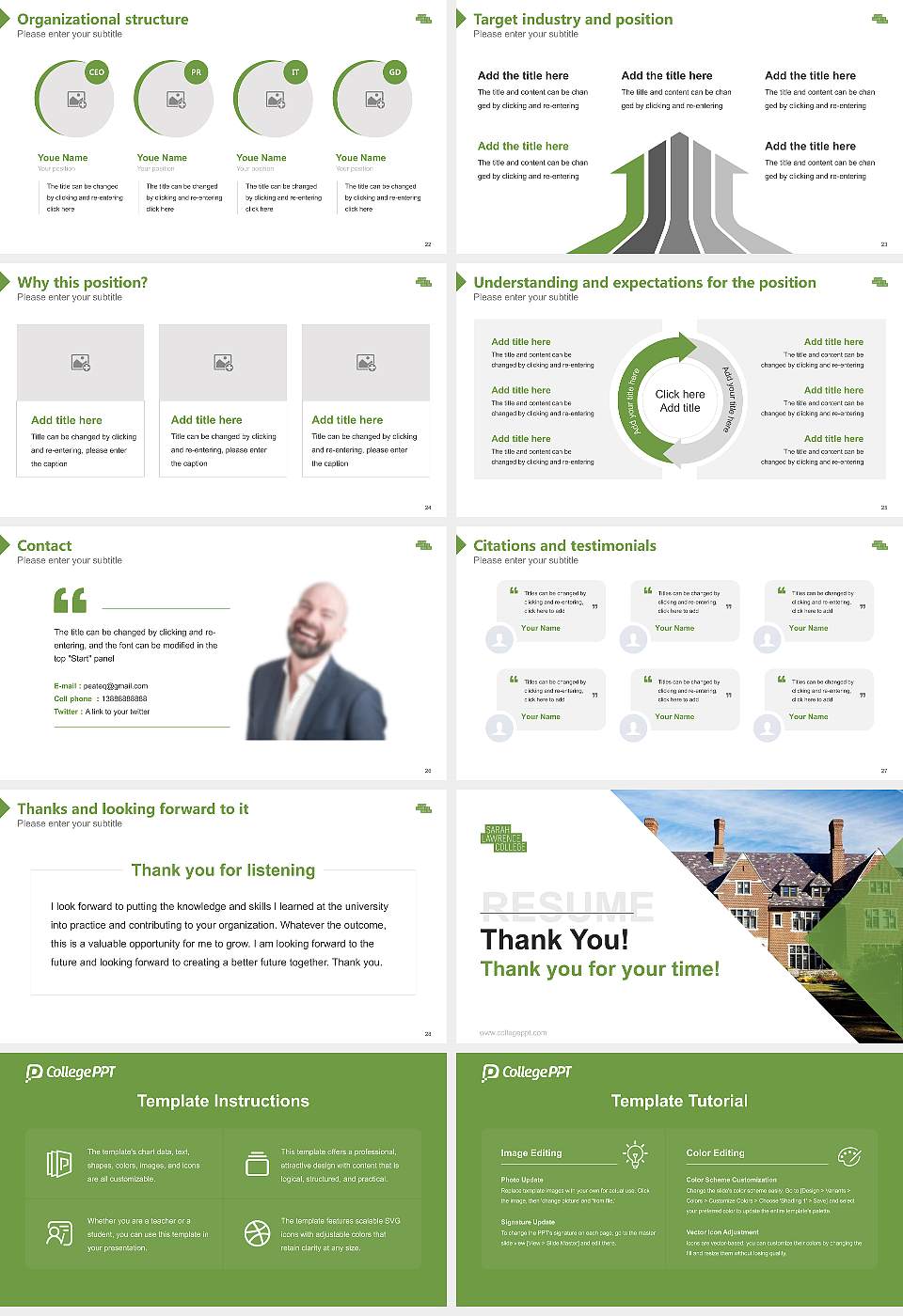 Sarah Lawrence College Resume PPT Template16:9 ratio PPT effect preview image4