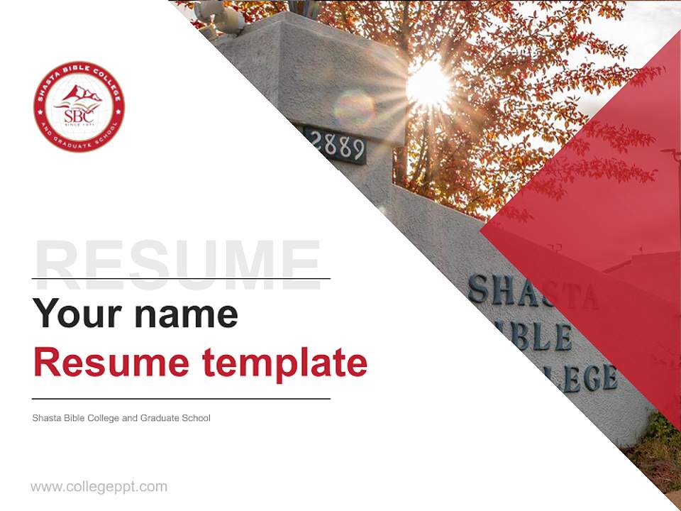 Shasta Bible College and Graduate School Resume PPT Template4:3 ratio PPT effect preview image5