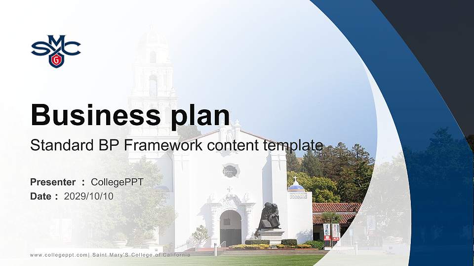 Saint Mary’S College of California Competition/Entrepreneurship Contest PPT Template16:9 ratio PPT effect preview image