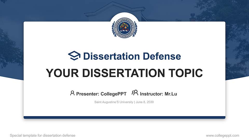 Saint Augustine’S University Graduation Thesis Defense PPT Template16:9 ratio PPT effect preview image