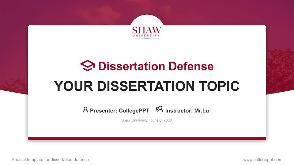 Shaw University Graduation Thesis Defense PPT Template16:9 ratio PPT effect preview image