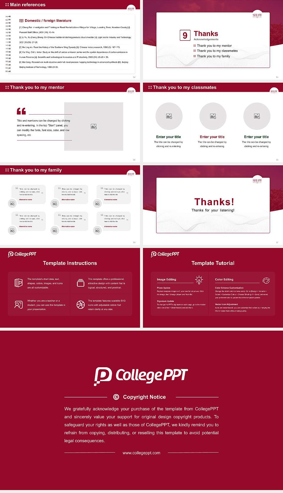Shaw University Graduation Thesis Defense PPT Template16:9 ratio PPT effect preview image7