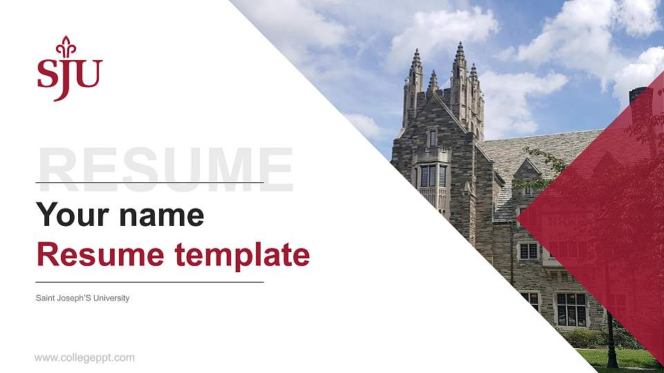 Saint Joseph’S University Resume PPT Template16:9 ratio PPT effect preview image