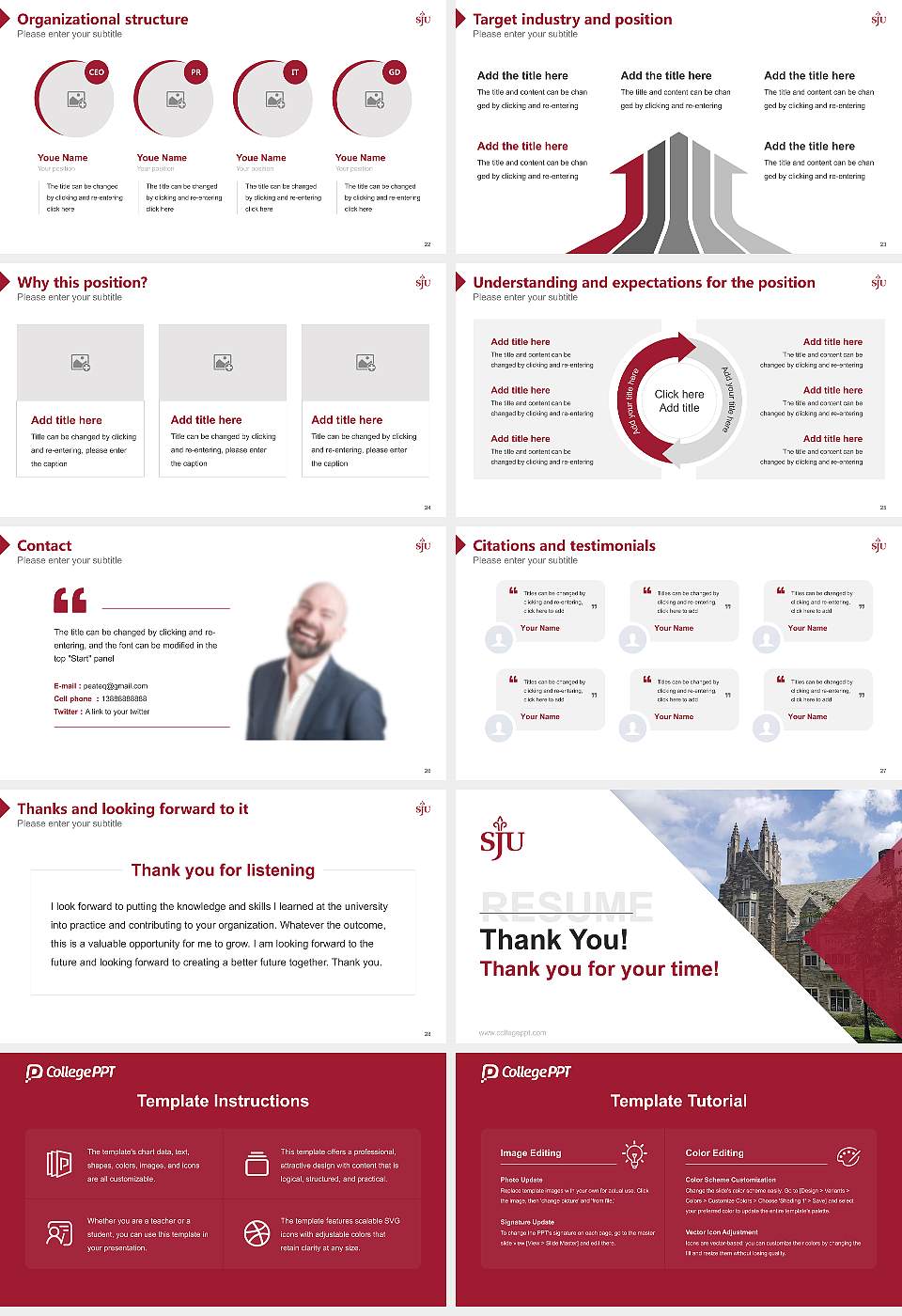 Saint Joseph’S University Resume PPT Template16:9 ratio PPT effect preview image4