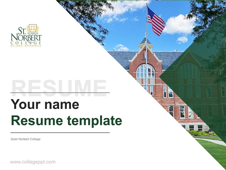 Saint Norbert College Resume PPT Template4:3 ratio PPT effect preview image5