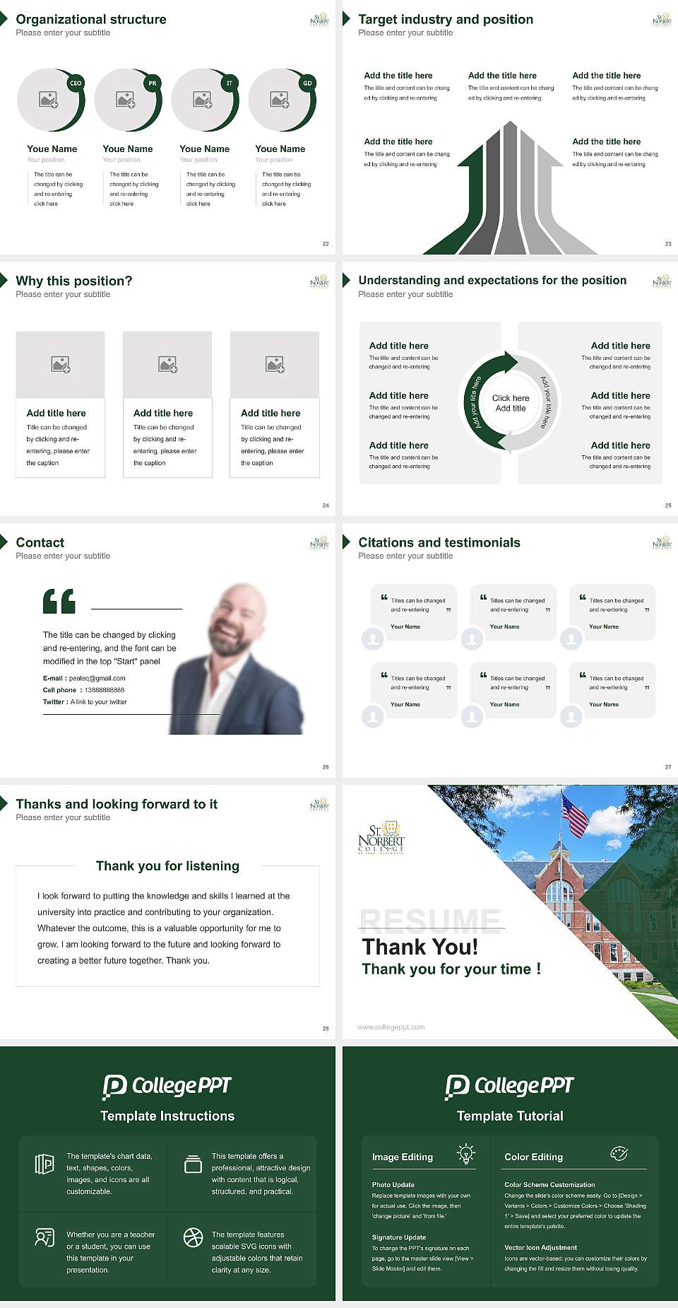 Saint Norbert College Resume PPT Template4:3 ratio PPT effect preview image4