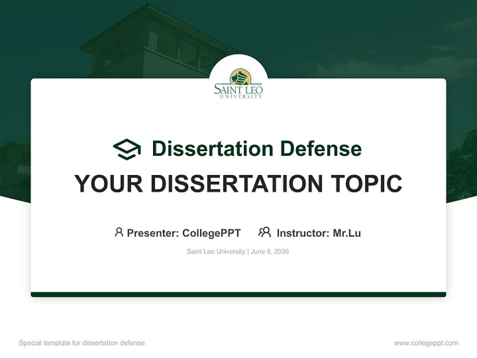 Saint Leo University Graduation Thesis Defense PPT Template4:3 ratio PPT effect preview image7
