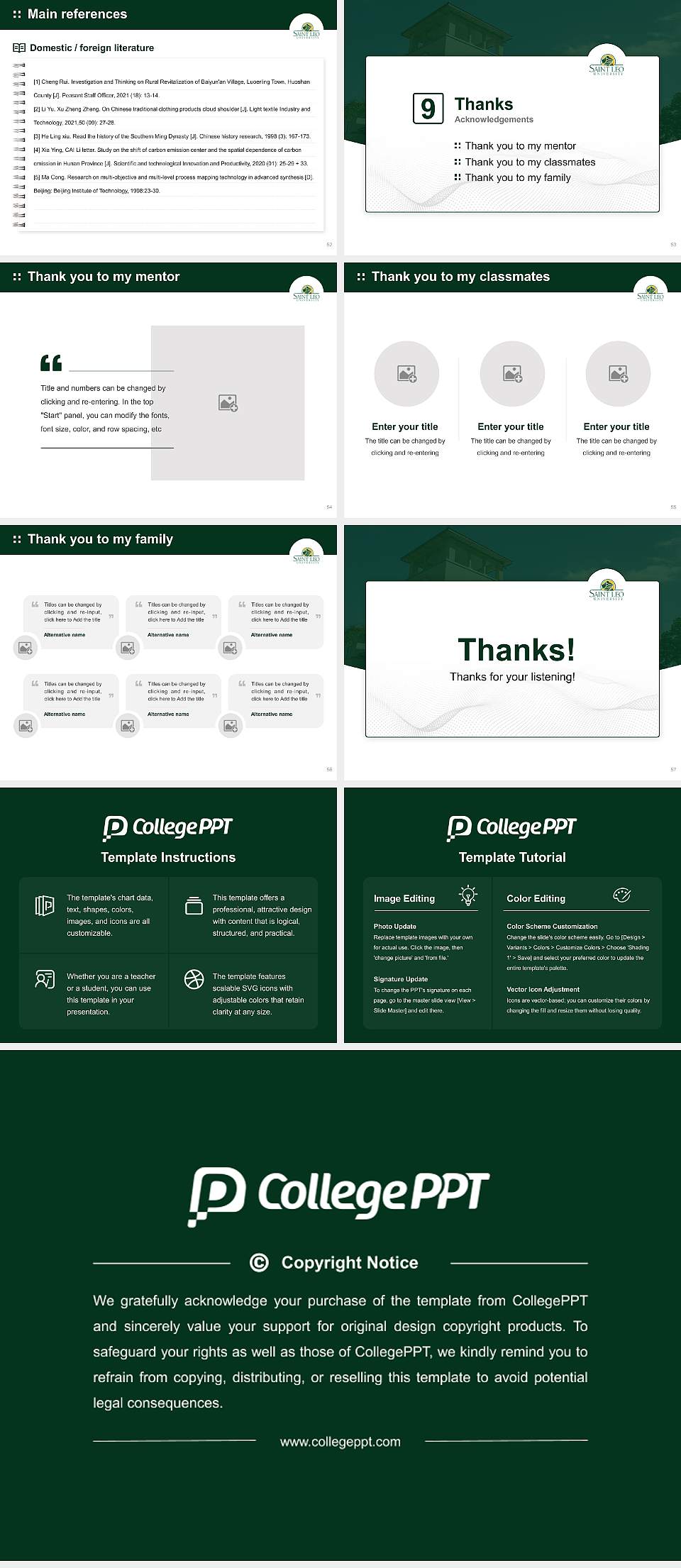 Saint Leo University Graduation Thesis Defense PPT Template4:3 ratio PPT effect preview image7