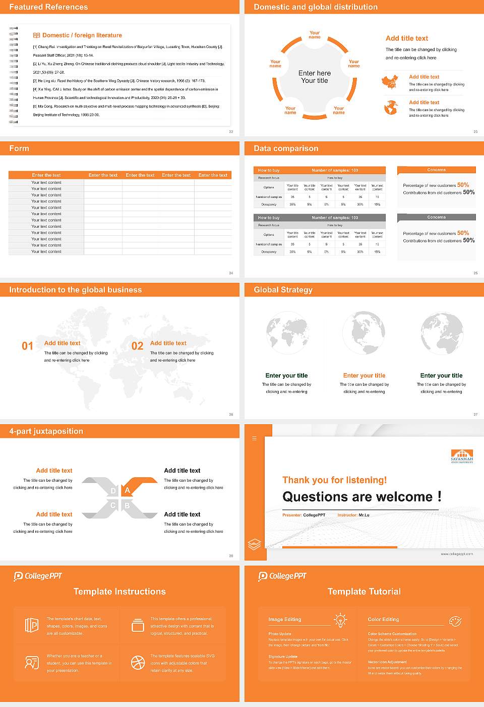 Savannah State University Thesis Proposal/Graduation Defense PPT Template16:9 ratio PPT effect preview image4