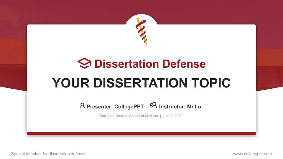 San Juan Bautista School of Medicine Graduation Thesis Defense PPT Template16:9 ratio PPT effect preview image