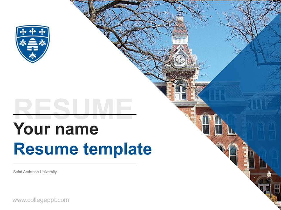 Saint Ambrose University Resume PPT Template4:3 ratio PPT effect preview image5