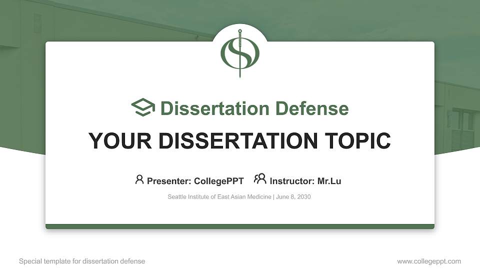 Seattle Institute of East Asian Medicine Graduation Thesis Defense PPT Template16:9 ratio PPT effect preview image
