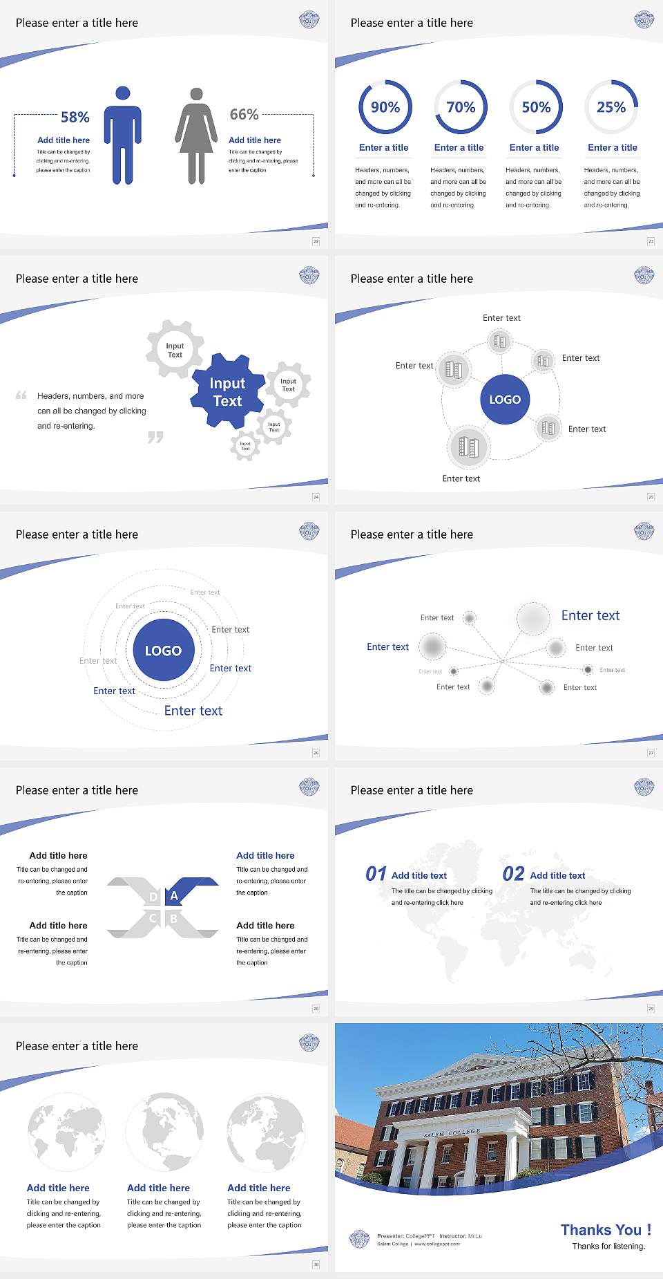 Salem College Course/Courseware Creation PPT Template4:3 ratio PPT effect preview image4