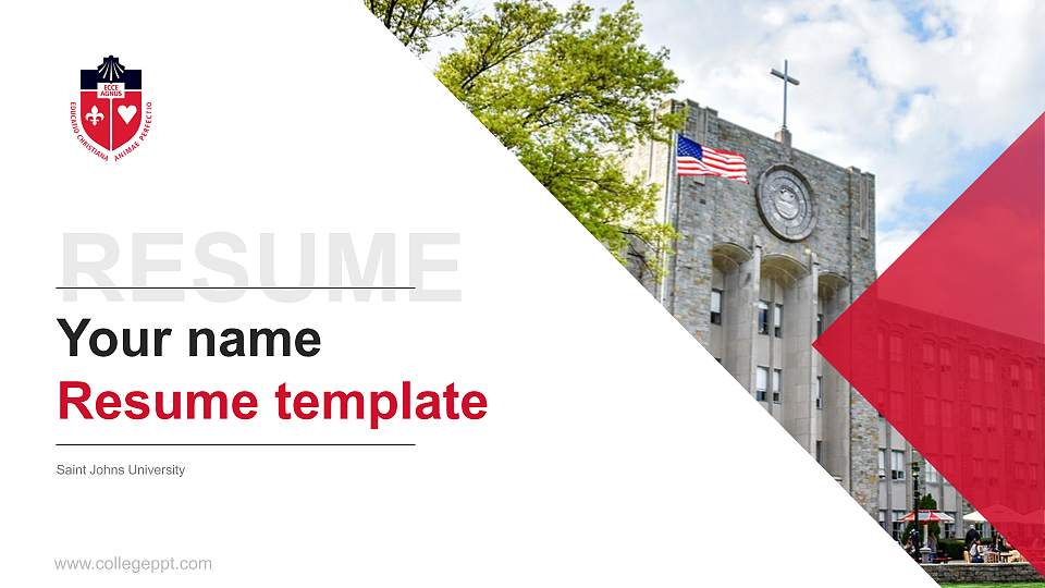 Saint Johns University Resume PPT Template16:9 ratio PPT effect preview image1