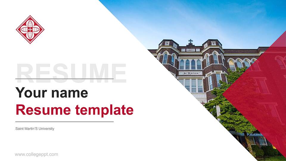 Saint Martin’S University Resume PPT Template16:9 ratio PPT effect preview image