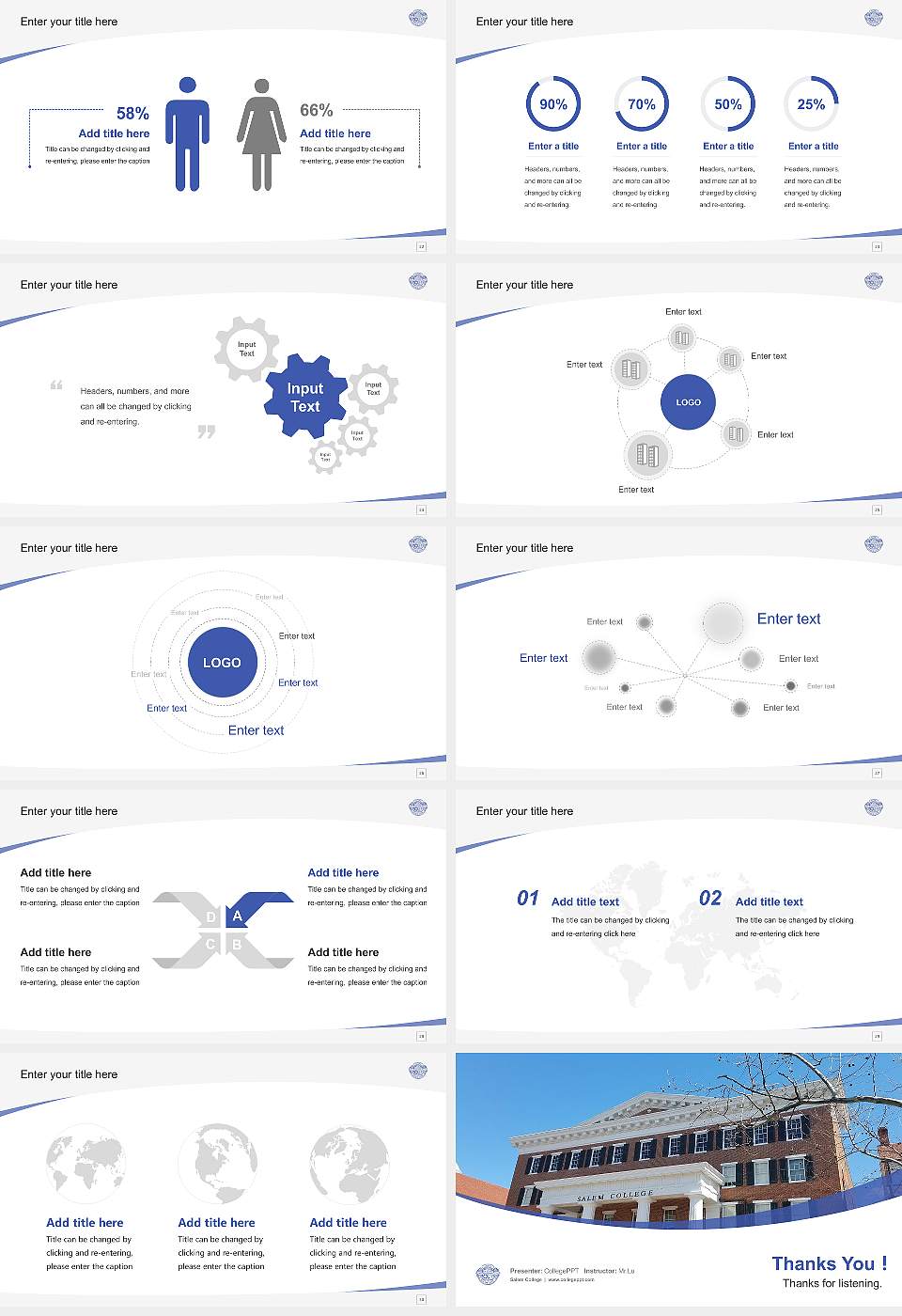 Salem College Course/Courseware Creation PPT Template16:9 ratio PPT effect preview image4