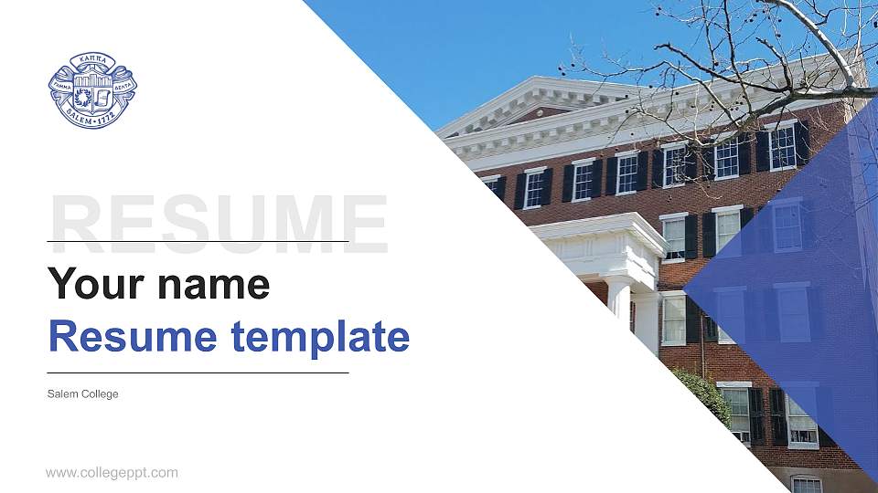 Salem College Resume PPT Template16:9 ratio PPT effect preview image