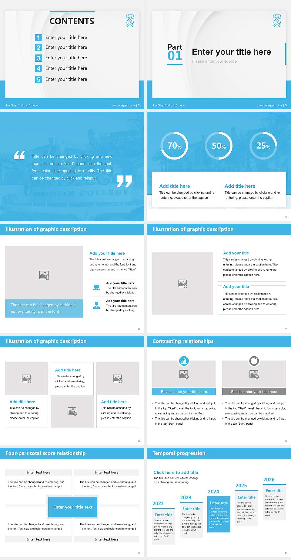 San Diego Christian College Thesis Proposal/Graduation Defense PPT Template4:3 ratio PPT effect preview image2