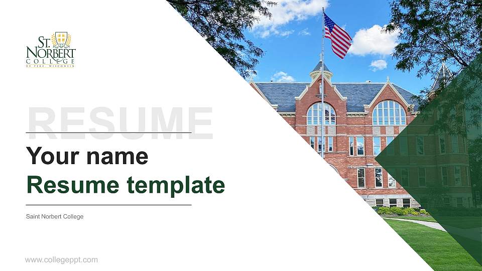 Saint Norbert College Resume PPT Template16:9 ratio PPT effect preview image