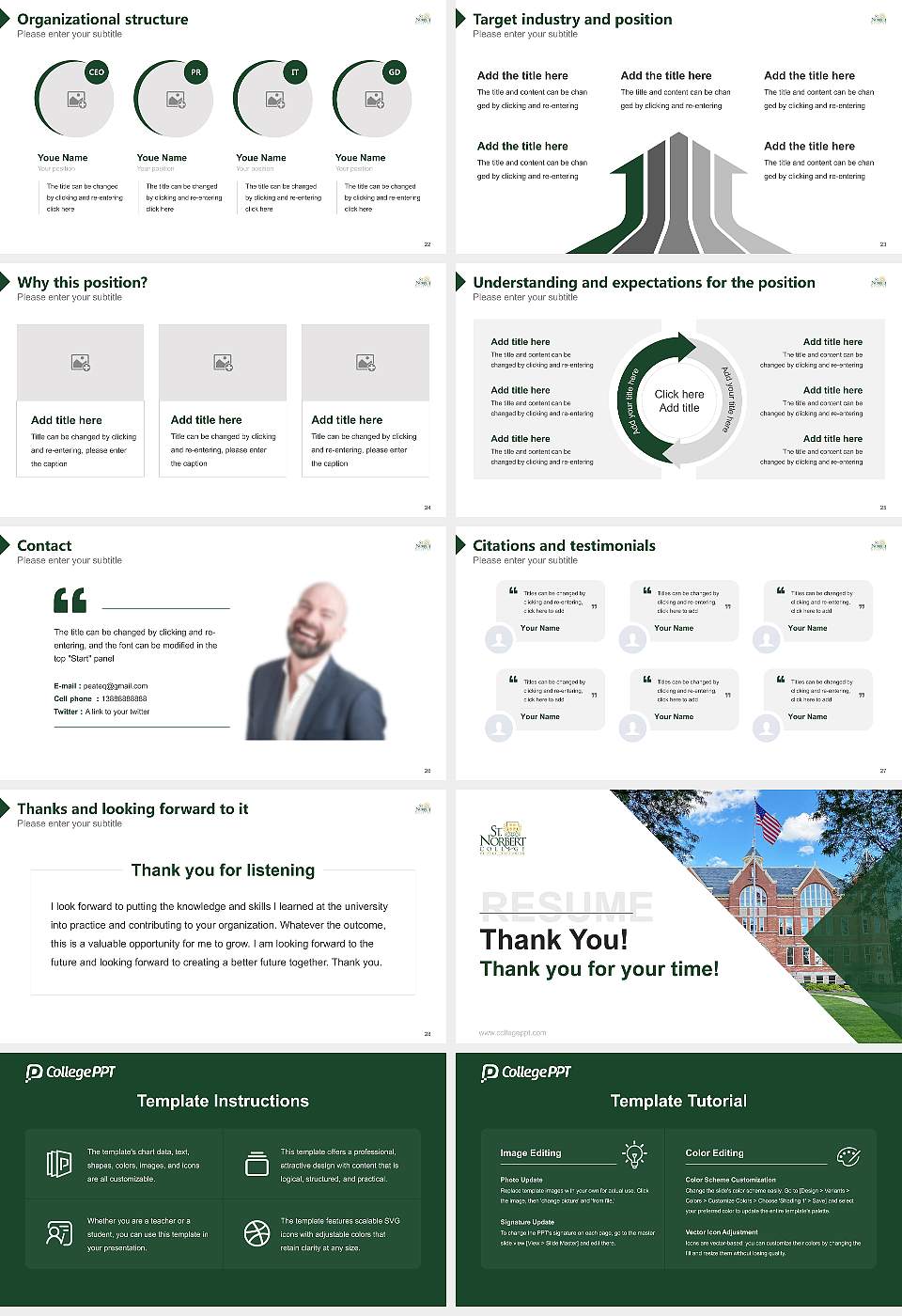 Saint Norbert College Resume PPT Template16:9 ratio PPT effect preview image4