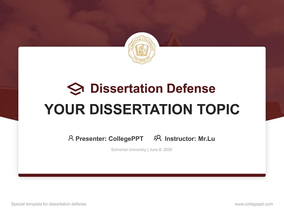Schreiner University Graduation Thesis Defense PPT Template4:3 ratio PPT effect preview image7