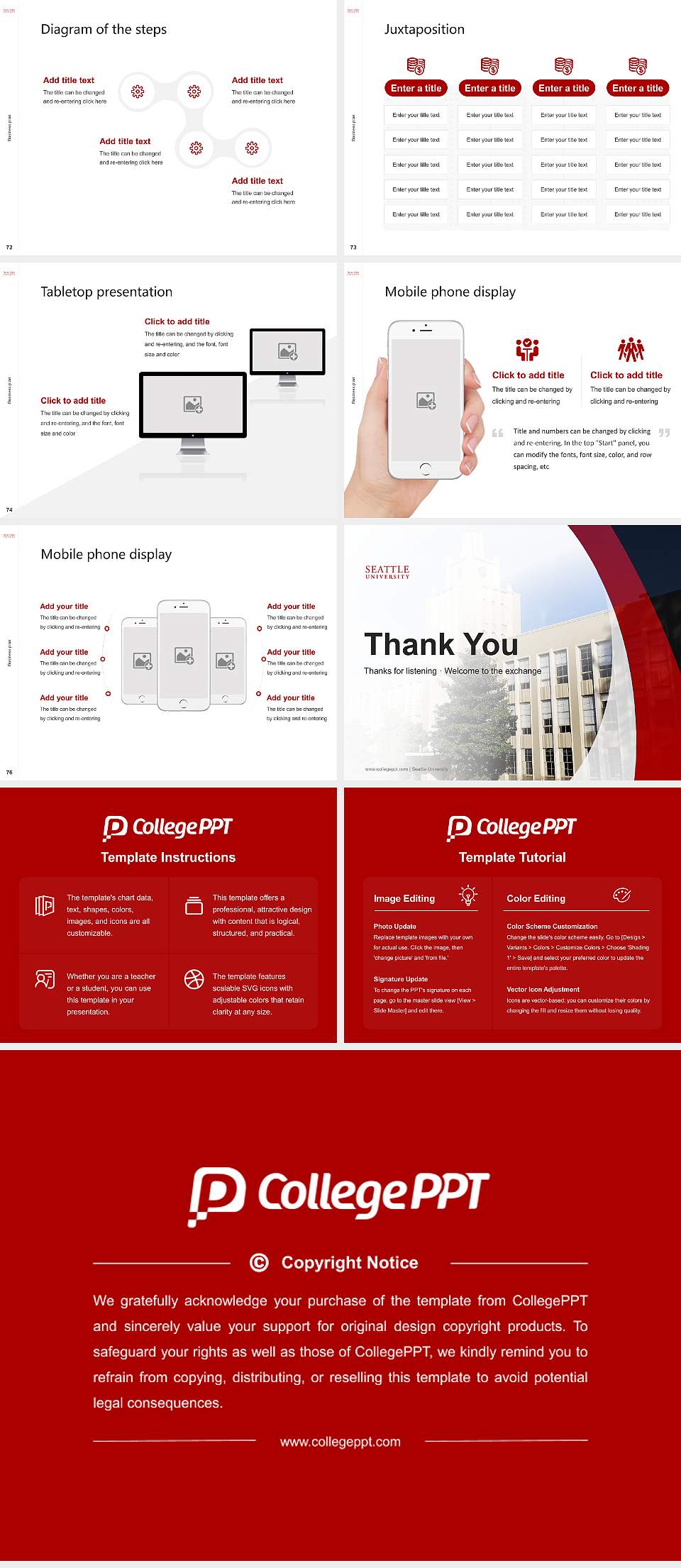 Seattle University Competition/Entrepreneurship Contest PPT Template4:3 ratio PPT effect preview image9