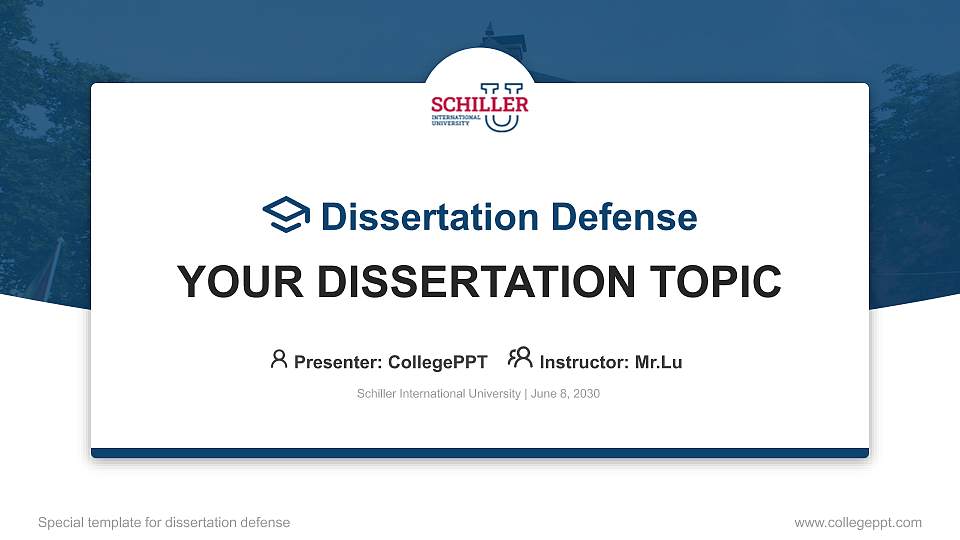 Schiller International University Graduation Thesis Defense PPT Template16:9 ratio PPT effect preview image