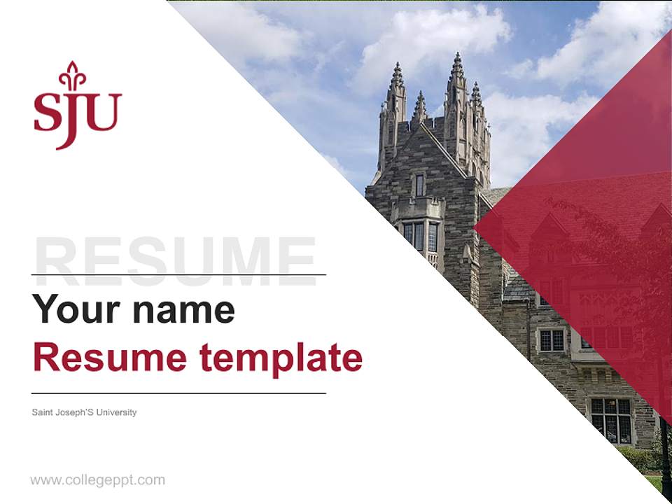 Saint Joseph’S University Resume PPT Template4:3 ratio PPT effect preview image5