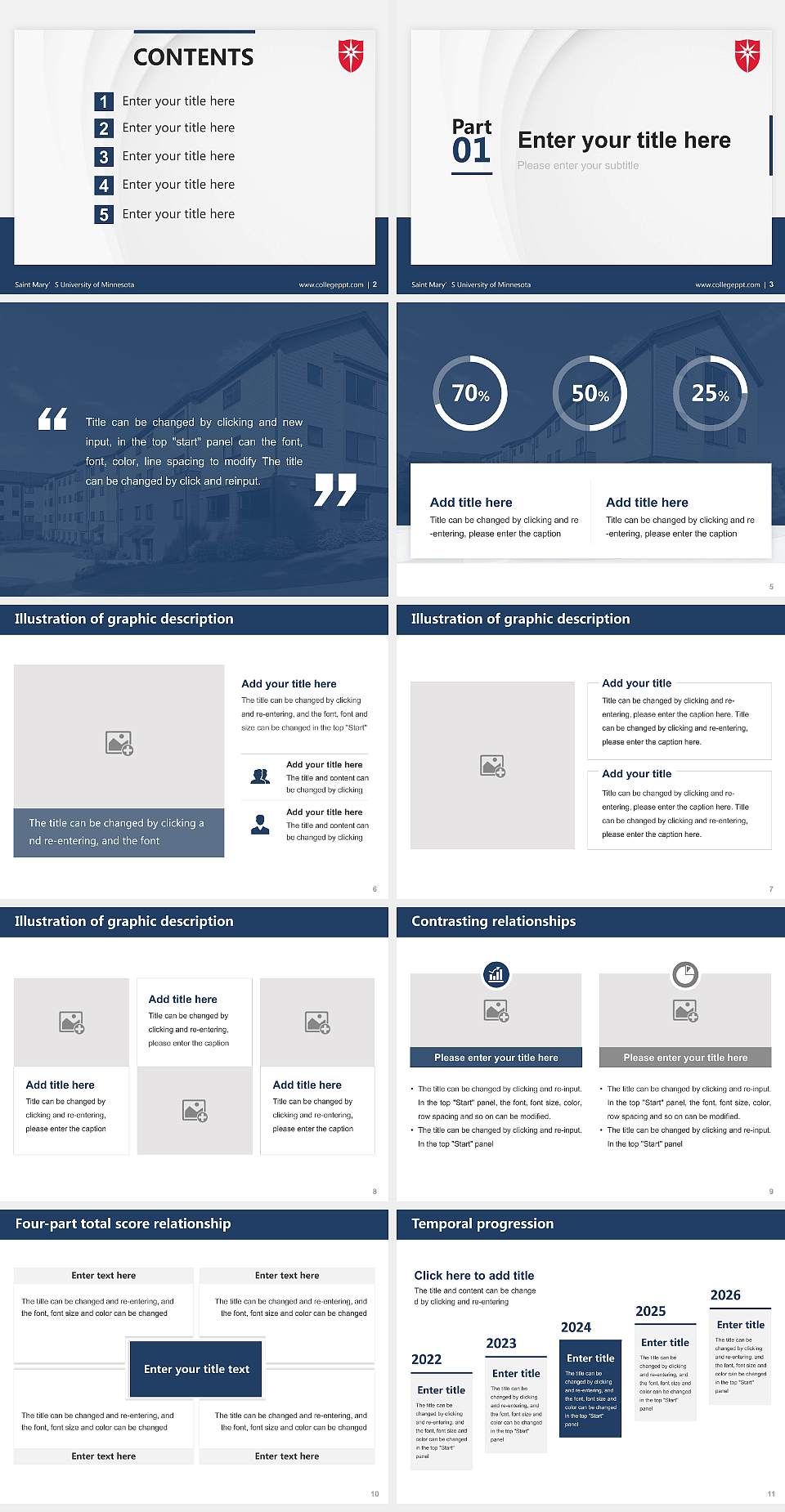 Saint Mary’S University of Minnesota Thesis Proposal/Graduation Defense PPT Template4:3 ratio PPT effect preview image2