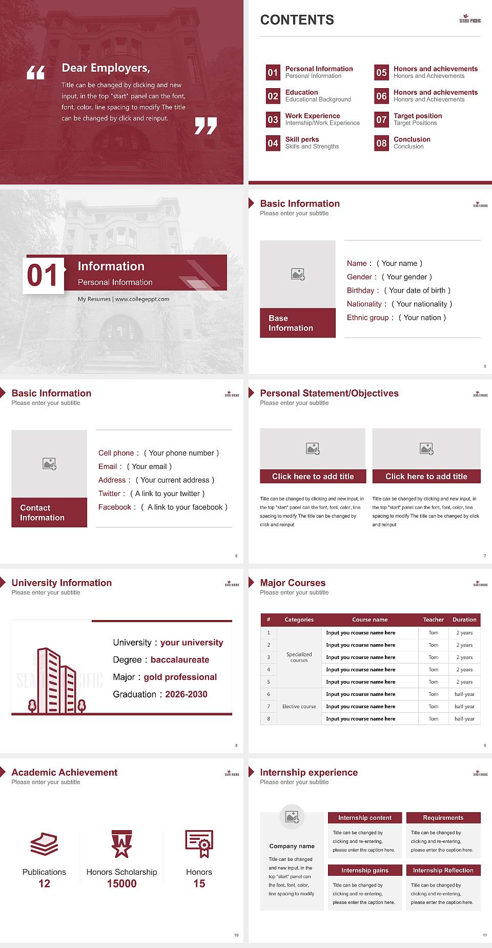 Seattle Pacific University Resume PPT Template4:3 ratio PPT effect preview image2
