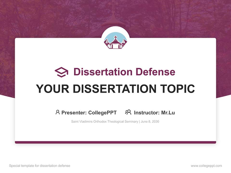 Saint Vladimirs Orthodox Theological Seminary Graduation Thesis Defense PPT Template4:3 ratio PPT effect preview image7