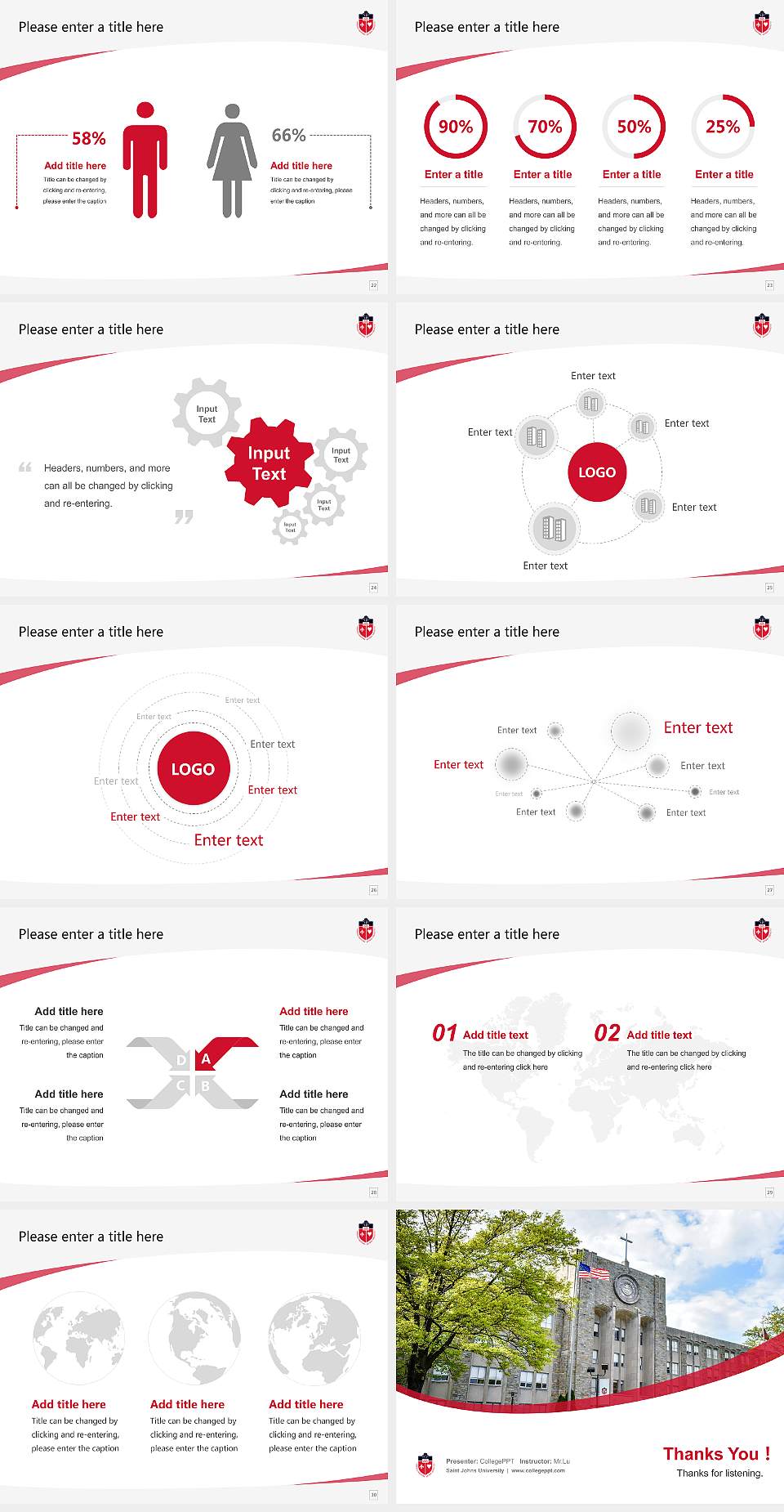 Saint Johns University Course/Courseware Creation PPT Template4:3 ratio PPT effect preview image4