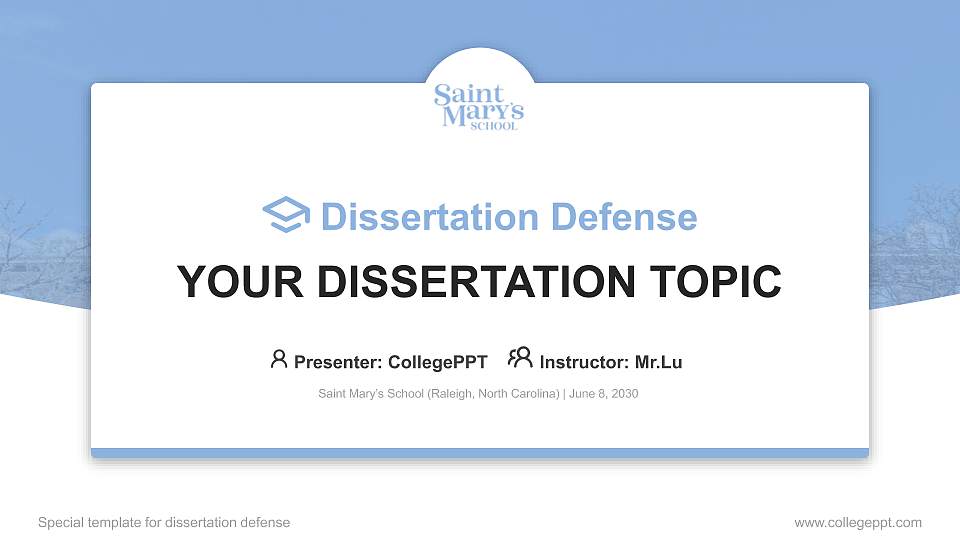 Saint Mary’s School (Raleigh, North Carolina) Graduation Thesis Defense PPT Template16:9 ratio PPT effect preview image
