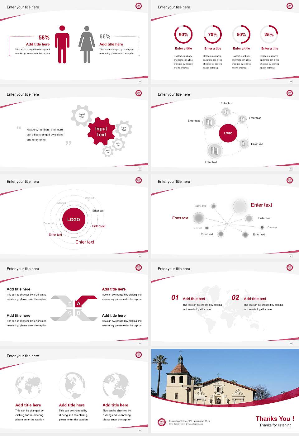 Santa Clara University Course/Courseware Creation PPT Template16:9 ratio PPT effect preview image4