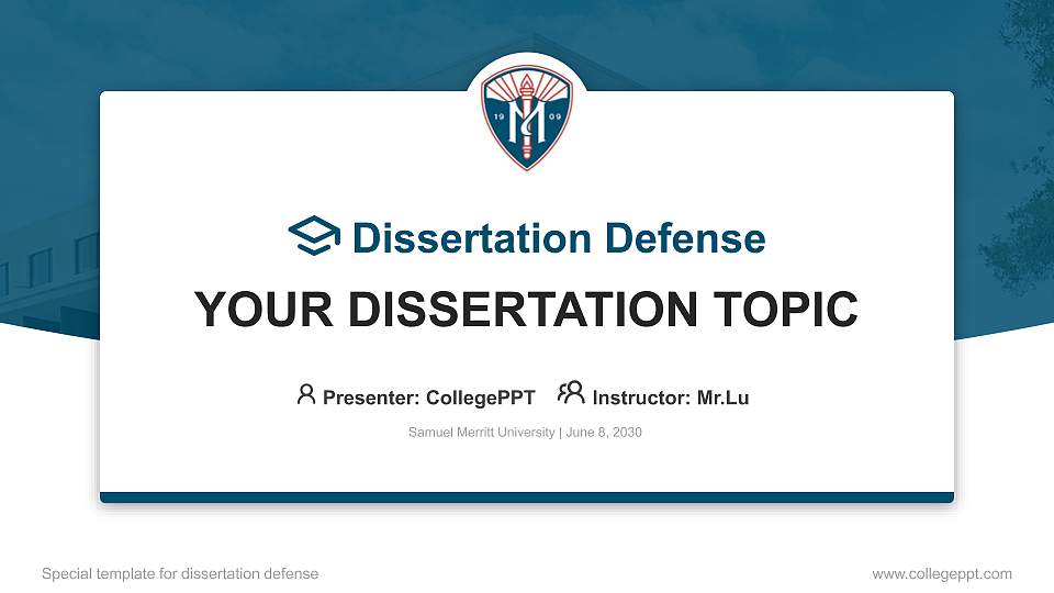 Samuel Merritt University Graduation Thesis Defense PPT Template16:9 ratio PPT effect preview image