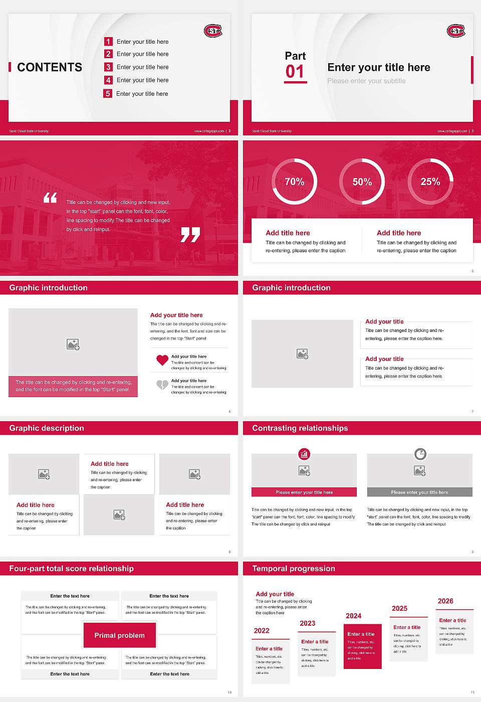 Saint Cloud State University Thesis Proposal/Graduation Defense PPT Template16:9 ratio PPT effect preview image2