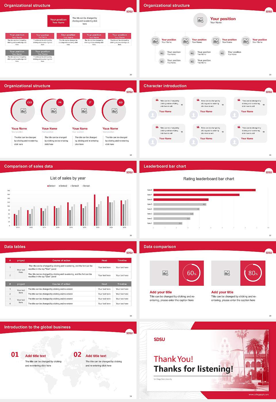 San Diego State University Academic Presentation/Research Findings Report PPT Template16:9 ratio PPT effect preview image4